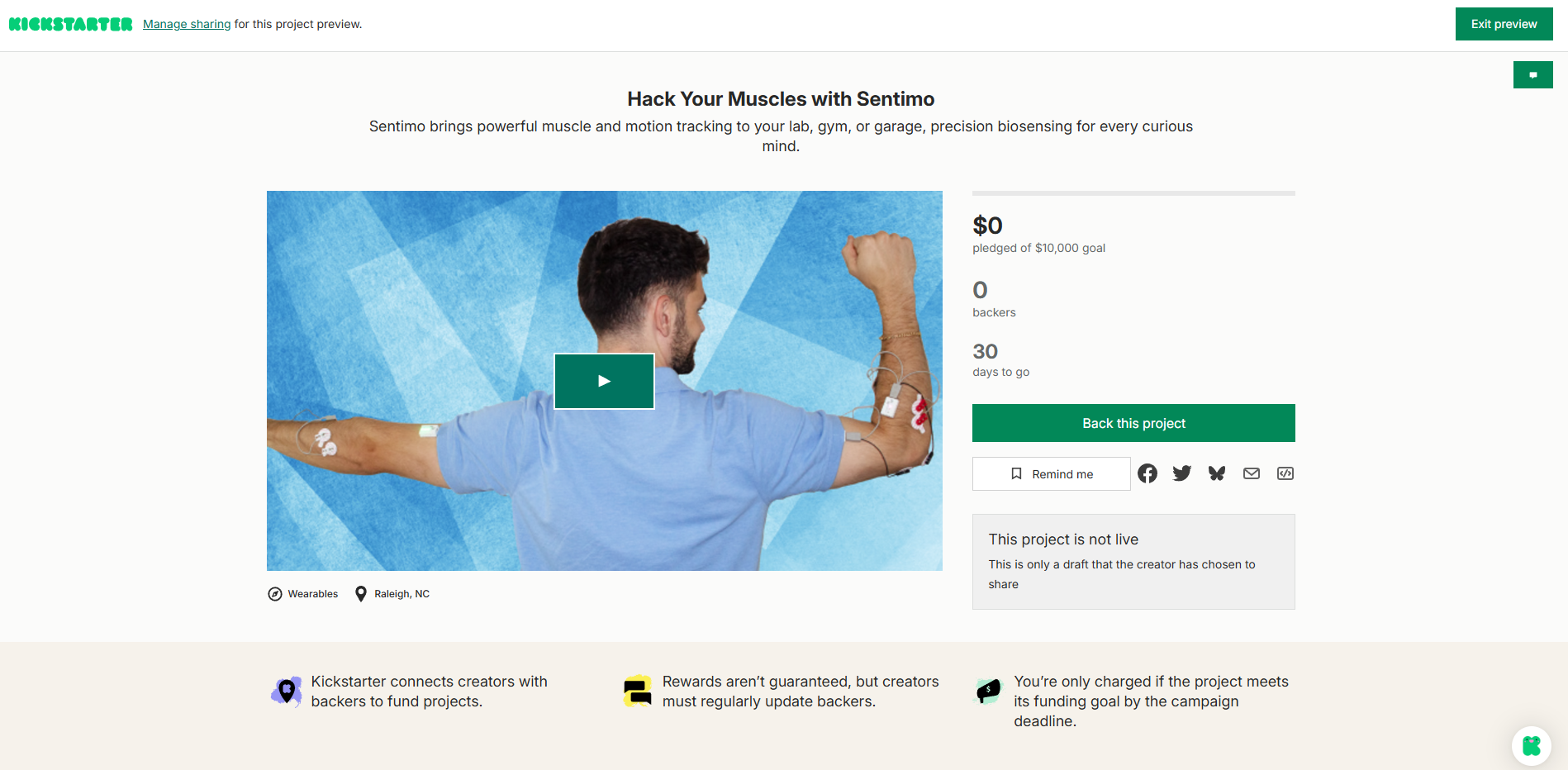 electromyography kickstarter Sentimo